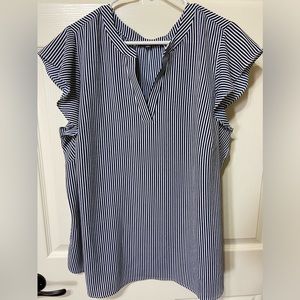 Adrianna Popell ruffle sleeve placket front blouse